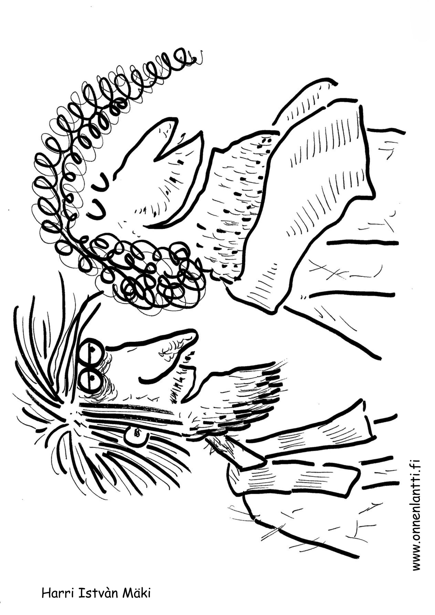 Coloring pages by Harri István Mäki, illustrator of the book "Klomikko"