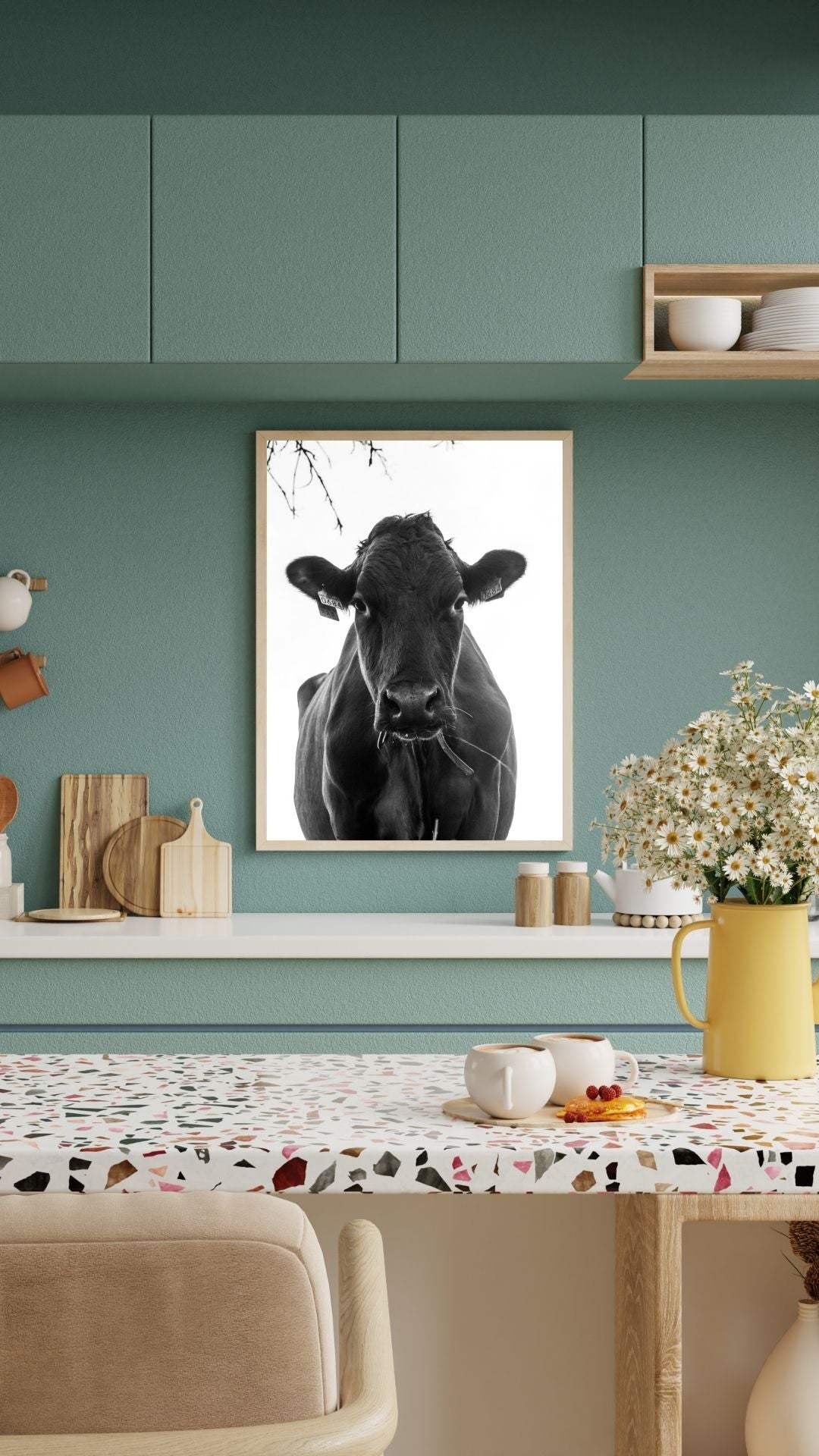 Cow poster. Vertical image. Size 40 x 60 cm. 4 image motifs to choose from