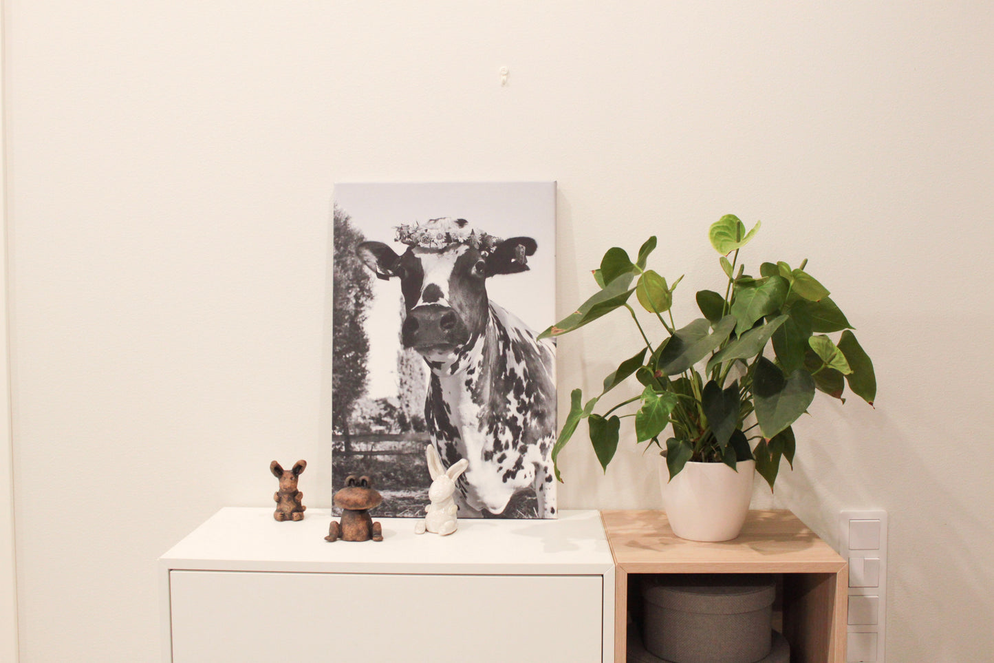 A moment of happiness, cow painting (black and white)