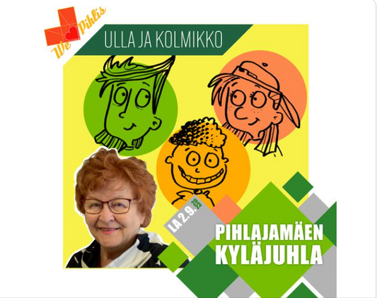 Ulla Welin lukee Kolmikko ja linnoituksen salaisuus Pihlajamäen kyläjuhlassa